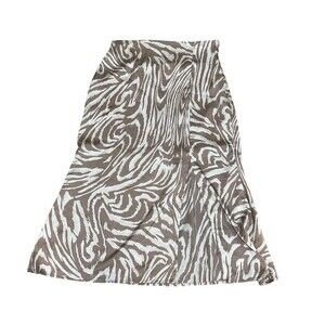 For Good Skirt Womens Size S Brown Ivory Zebra Print A-Line Midi Elastic